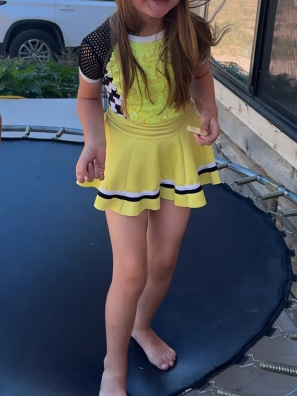 Weissman Yellow and Black Sequin Race Costume Dress